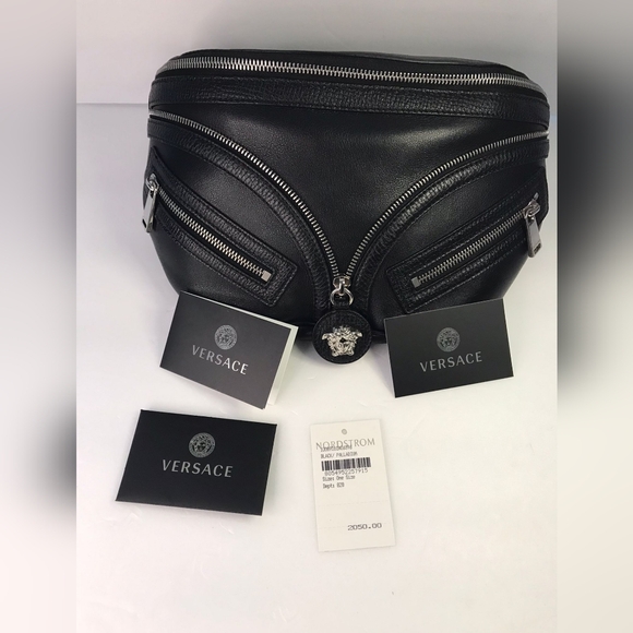 New 💯  Authentic Versace Moto Leather Belt Bag - Picture 5 of 17